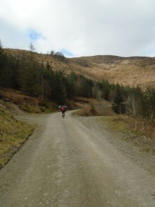 Riding the Fingers track under Moel Famau.  